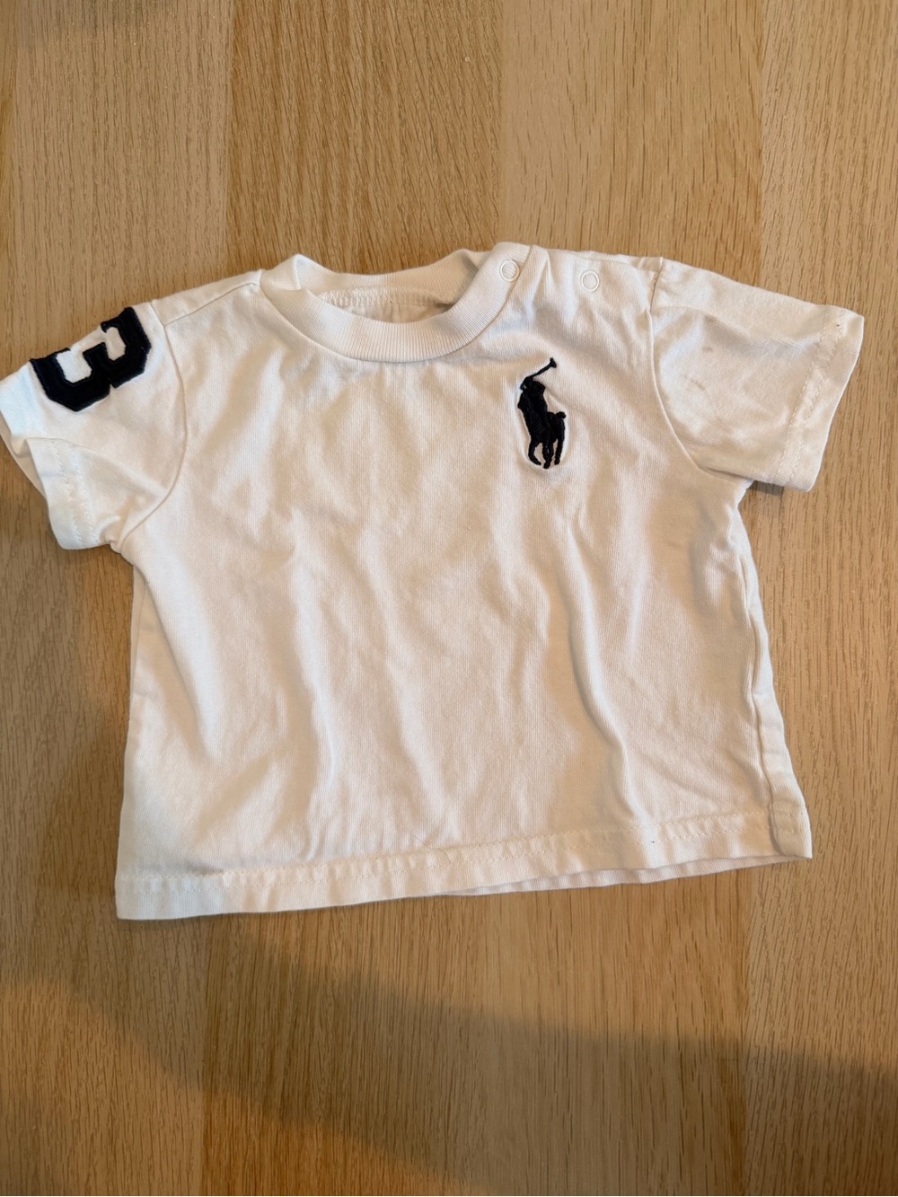 Ralph Lauren White Baby Tee with Navy Polo Player